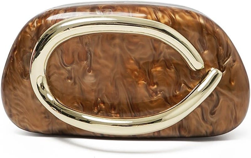 CUXVA Acrylic Clutch Purse for Women Classic Round Acrylic Evening Handbag Vintage Metal Handlebars Bag for Wedding Party Prom - Image 1
